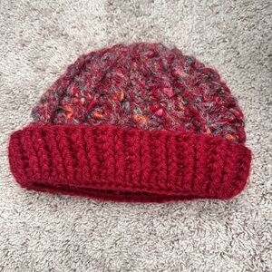 Vintage Multicolor Red Knit Beanie